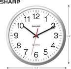 Sharp Wall Clock – Silver, Silent Non Ticking 14 Inch Quality Quartz Battery - Image 3