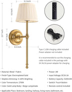 KDG Cordless Wall Sconces Set of 2, Small Wireless 5200mAh Rechargeable Battery - Image 5