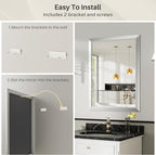24x32 Inch Brushed Silver Bathroom Mirror - Image 7