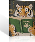 ALMLZL Funny Tiger Reading Book Wall Art Motivational Animal Reading Canvas by ALMLZL