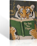 ALMLZL Funny Tiger Reading Book Wall Art Motivational Animal Reading Canvas by ALMLZL