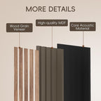 EVERECO 6 Pack Wood Slat Acoustic Wall Panels 92.5" × 7.87", 3D Sound Absorbing - Image 4
