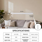 KELUOLY Modern Plug in Long Wall Sconce, 39.3" White Matte LED Wall Lights - Image 3