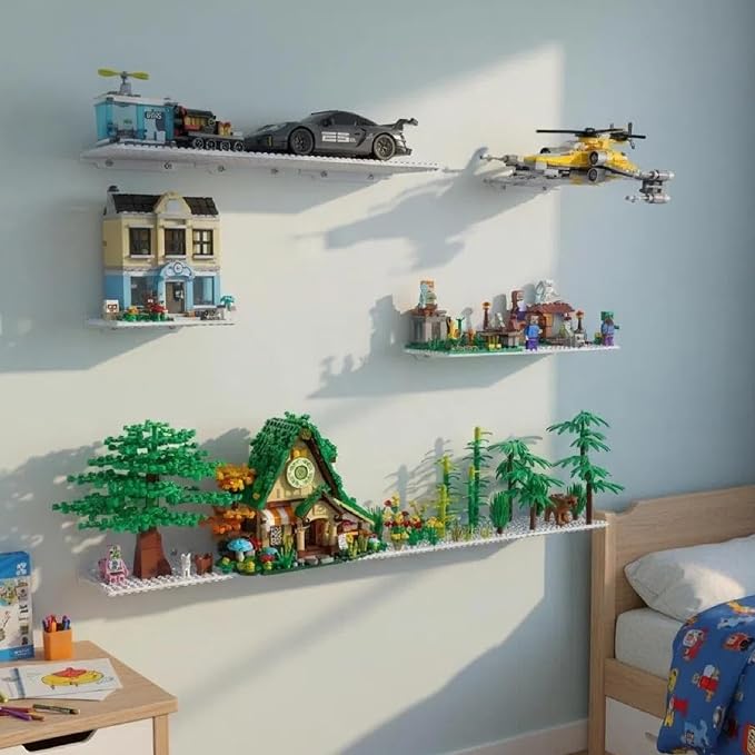 LRANFOW 12 Wall Display Shelf for Lego Building Bricks, 4x5 inch Dual-Sided - Image 8