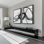 Large Framed Black and White Abstract Wall Art - Image 2