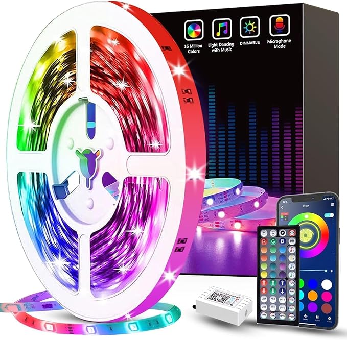 Tenmiro 32.8ft LED Strip Lights, RGB LED Smart Music Sync Color Changing LED by Tenmiro