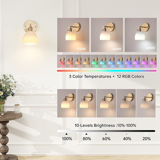 Shenmoyl Vintage Battery Operated Wall Sconce - Image 6