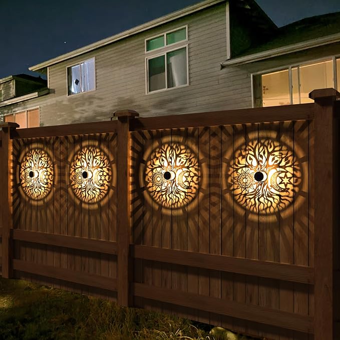 gardencave 2 Pack Solar Fence Lights Metal Solar Powered Outdoor Wall Deck Step - Image 5