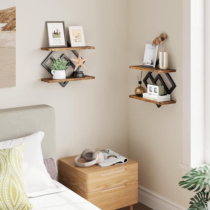 ELYKEN Floating Shelves for Wall, 2-Tier Wall Mounted Storage Shelves for Books - Image 8