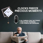 Wall Clock with Pendulum, Silent Quality Quartz Battery Operated, Modern Large - Image 3