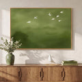 Framed Green Abstract Wall Art, Modern Minimalist Sage Green Canvas Prints by Cuspin