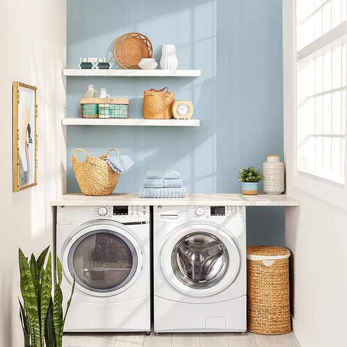 Orainege Peel and Stick Wallpaper Light Blue Wallpaper 15.7"x393.7" Textured - Image 6