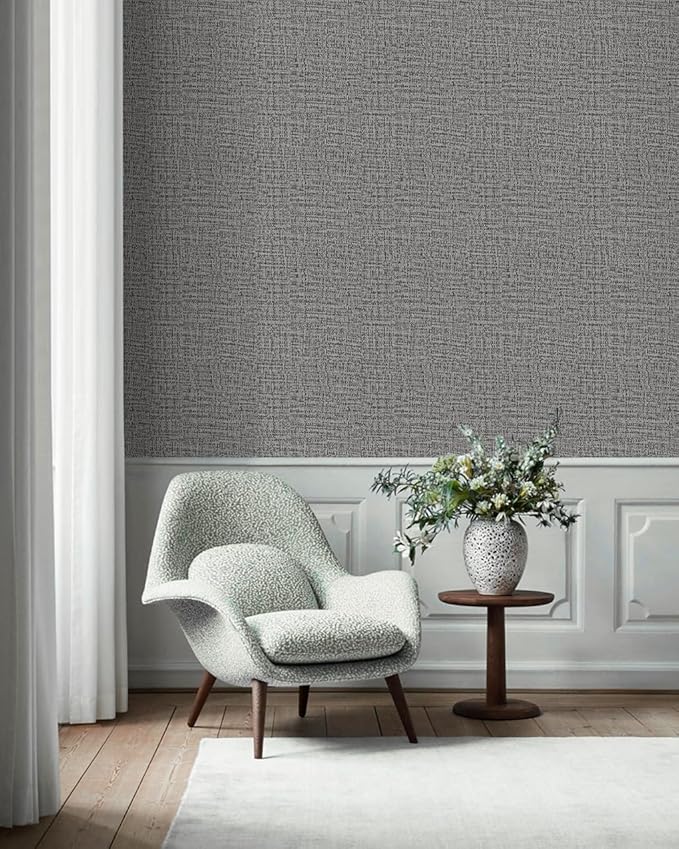 TANONE Dark Gray Wallpaper PVC Self-Adhesive Peel and Stick DIY Wallpaper Faux - Image 4