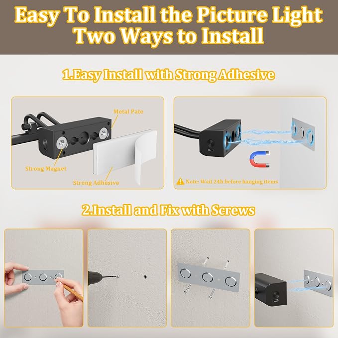 Battery Operated Wall Light for Living Room Picture Light for Wall Set of 2 - Image 7