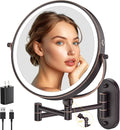 IMIKONA 9" Wall Mounted Lighted Makeup Mirror, 4000mAh Rechargeable Double by IMIKONA