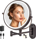IMIKONA 9" Wall Mounted Lighted Makeup Mirror, 4000mAh Rechargeable Double by IMIKONA