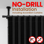 100% Blackout Room Divider Curtains Sets Black 1 Panel W100 x L96in No Drill - Image 3