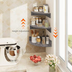Homode Corner Floating Shelves, 3 Tier Wood Hanging Shelf Organizer - Image 2
