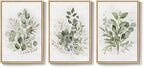 Framed Botanical Wall Art for Living Room, 3 Piece Neutral Sage Green - Image 9