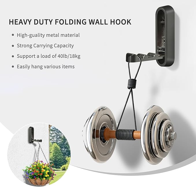 6PCS Foldable Wall Hooks, Zinc Alloy Flip Down Hooks, Retractable Wall Hooks - Image 4