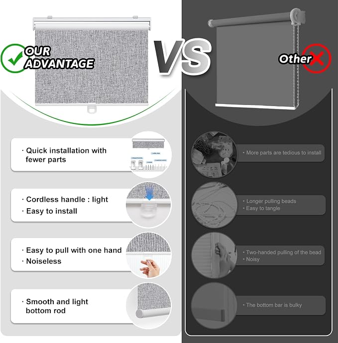 Cordless Roller Shades Blackout Blinds - Image 4