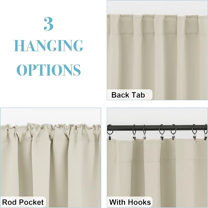 RYB HOME Room Darkening Curtains 2 Panels Set, Energy Efficient Privacy Drapes - Image 6