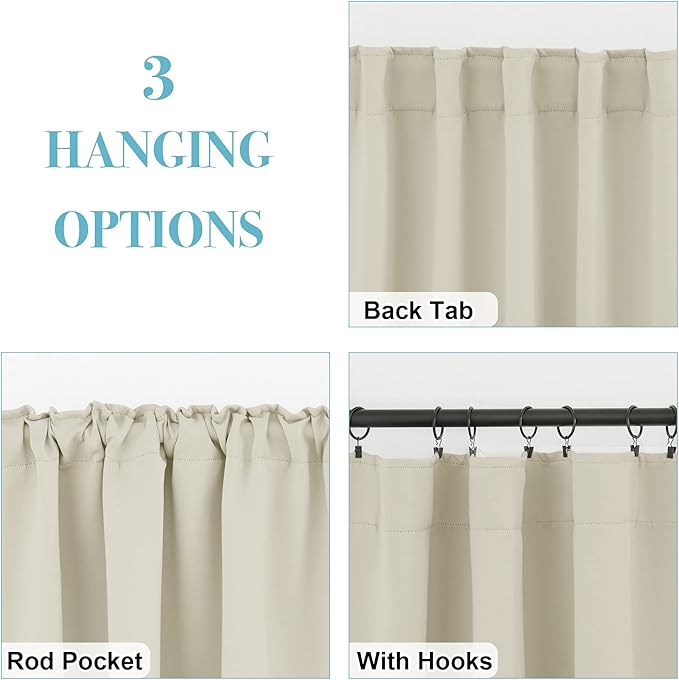 RYB HOME Small Window Curtains Blackout, Privacy Thermal Insulating Drapes - Image 6