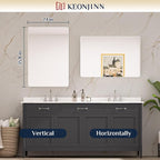 Keonjinn Brushed Nickel Mirror 24” x 36” Silver Bathroom Mirror - Image 9