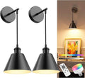 NIORSUN Matte Black Battery Operated Wall Sconce Set of 2, 5200mAh Dimmable by NIORSUN