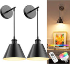 NIORSUN Matte Black Battery Operated Wall Sconce Set of 2, 5200mAh Dimmable by NIORSUN