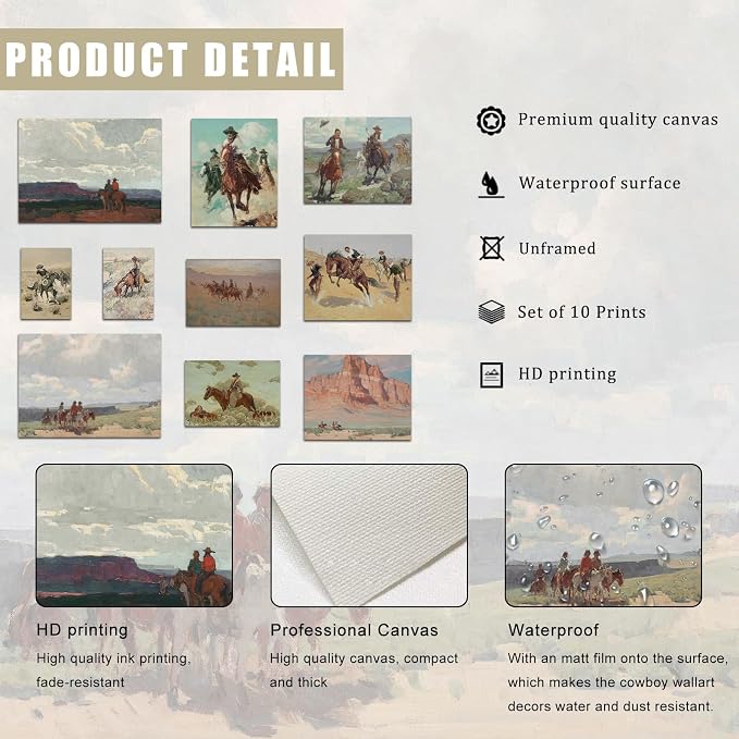 Uniro Western Decor Vintage Western Cowboy Wall Art, Farmhouse Wall Decor - Image 3