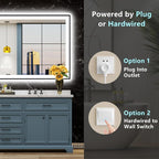 96x36 Black Framed LED Bathroom Mirror - Image 7