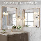 LOAAO 30”X36” Gold Bathroom Mirror, Rounded Rectangle Gold Frame Mirror - Image 4