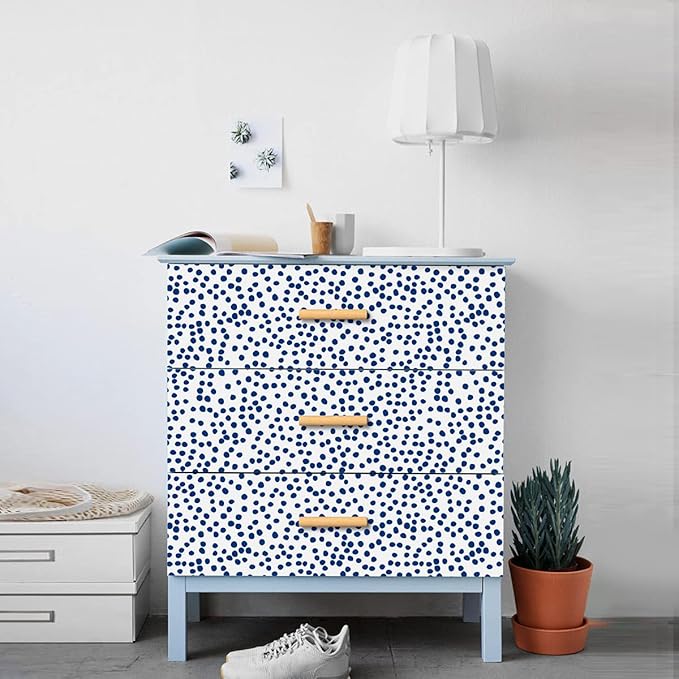 Jeweluck Blue Polka Dot Peel and Stick Wallpaper Blue and White Contact Paper - Image 9