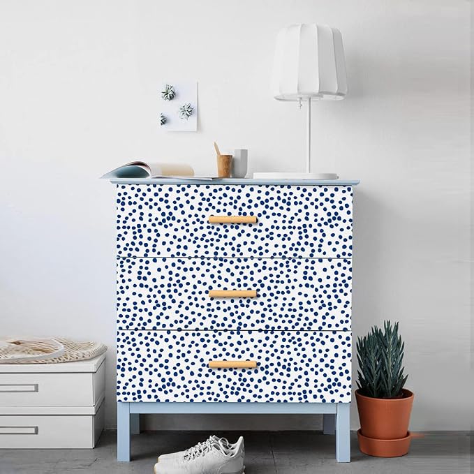Jeweluck Blue Polka Dot Peel and Stick Wallpaper Blue and White Contact Paper - Image 9