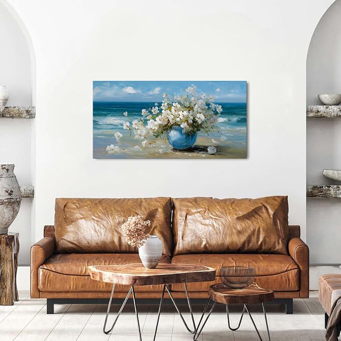 AIYISU Vintage Flowers Canvas Wall Art White Blossom Painting Retro Flowers in - Image 4