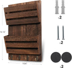 Mail Organizer Wall Mount with 4 Key Hooks, Rustic Wooden Hanging Mail Sorter - Image 4
