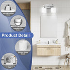 Bathroom Lighting Fixtures Over Mirror Brushed Nickel, Anti-Rust 2-Light - Image 2