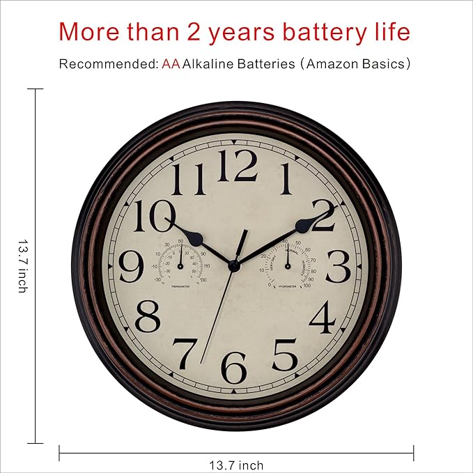 Foxtop Indoor Outdoor Waterproof Wall Clock - Image 2