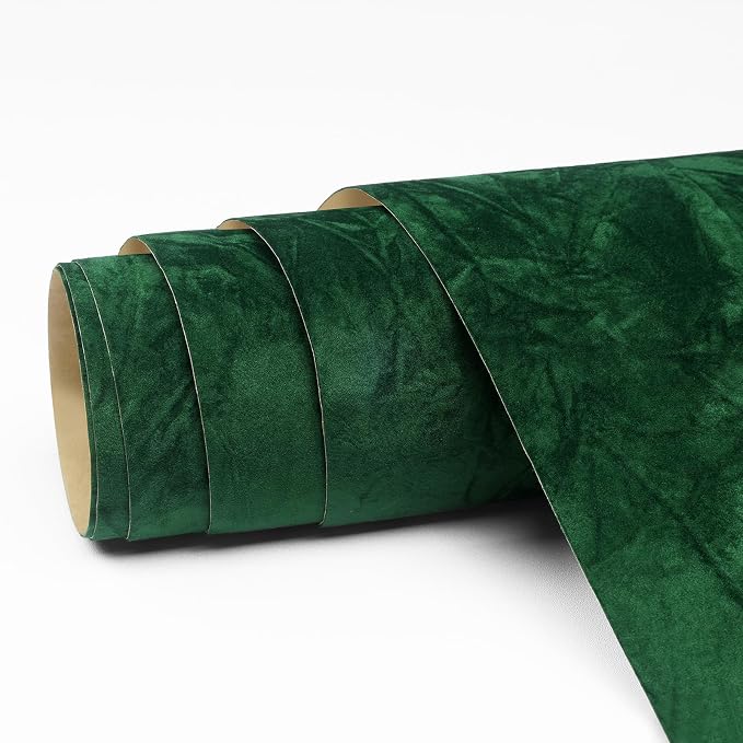30"x160" Emerald Green Wallpaper Peel and Stick Crushed Forest Green Velvet - Image 7