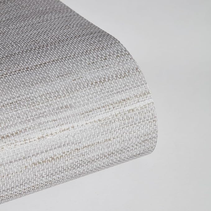 Tempaper Textured Pewter Grey Horizontal Faux Grasscloth Removable Peel and - Image 9