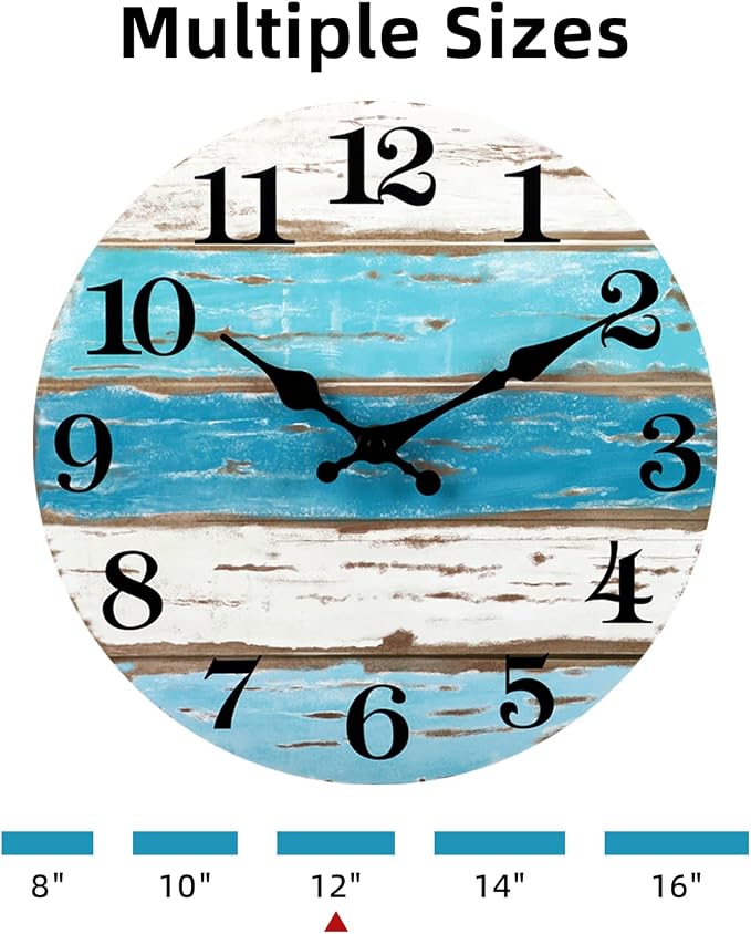 CHYLIN Wall Clock Beach Decor 12 Inch Coastal Nautical Ocean Clocks - Image 5