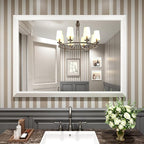 Amorho Bathroom Mirror, 48x35 Inch White Thick Metal Framed Wall Mirrors - Image 8