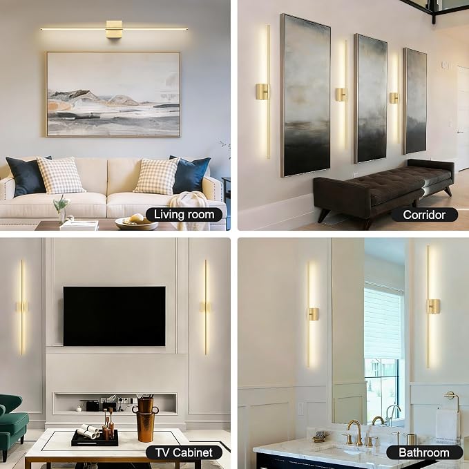 Battery Operated Wall Sconce, 3000K-6000K Dimmable Gold Wall Lights - Image 6