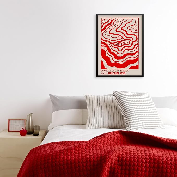 Retro Red Abstract Eye Canvas Wall Art Vintage Hippie Trippy Poster Affirmation - Image 4
