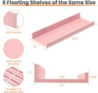 upsimples Pink Shelves for Wall, Living Room, Game Room, 6 Pack Wall Mounted - Image 3