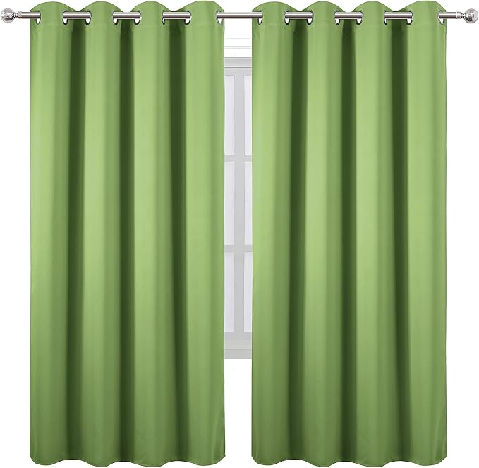 LEMOMO Light Green Thermal Blackout Curtains/52 x 72 Inch/Set of 2 Panels Room - Image 2