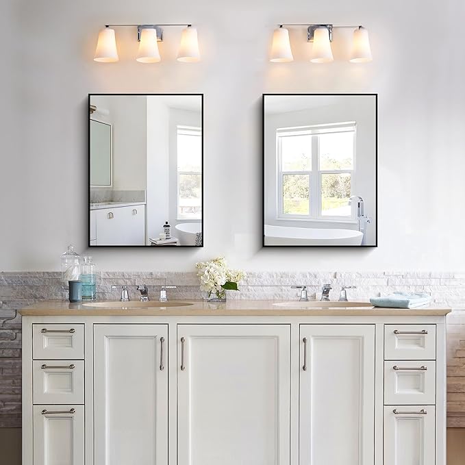 KOCUUY Black Bathroom Mirror, 18x24 Inch Rectangle Mirror - Image 2