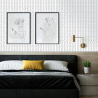 Erfoni Black and White Peel and Stick Wallpaper Modern Herringbone Contact - Image 2