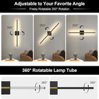 Wall Sconces Set of Two with Remote Control 29.1 in Dimmable Black Gold Battery - Image 6